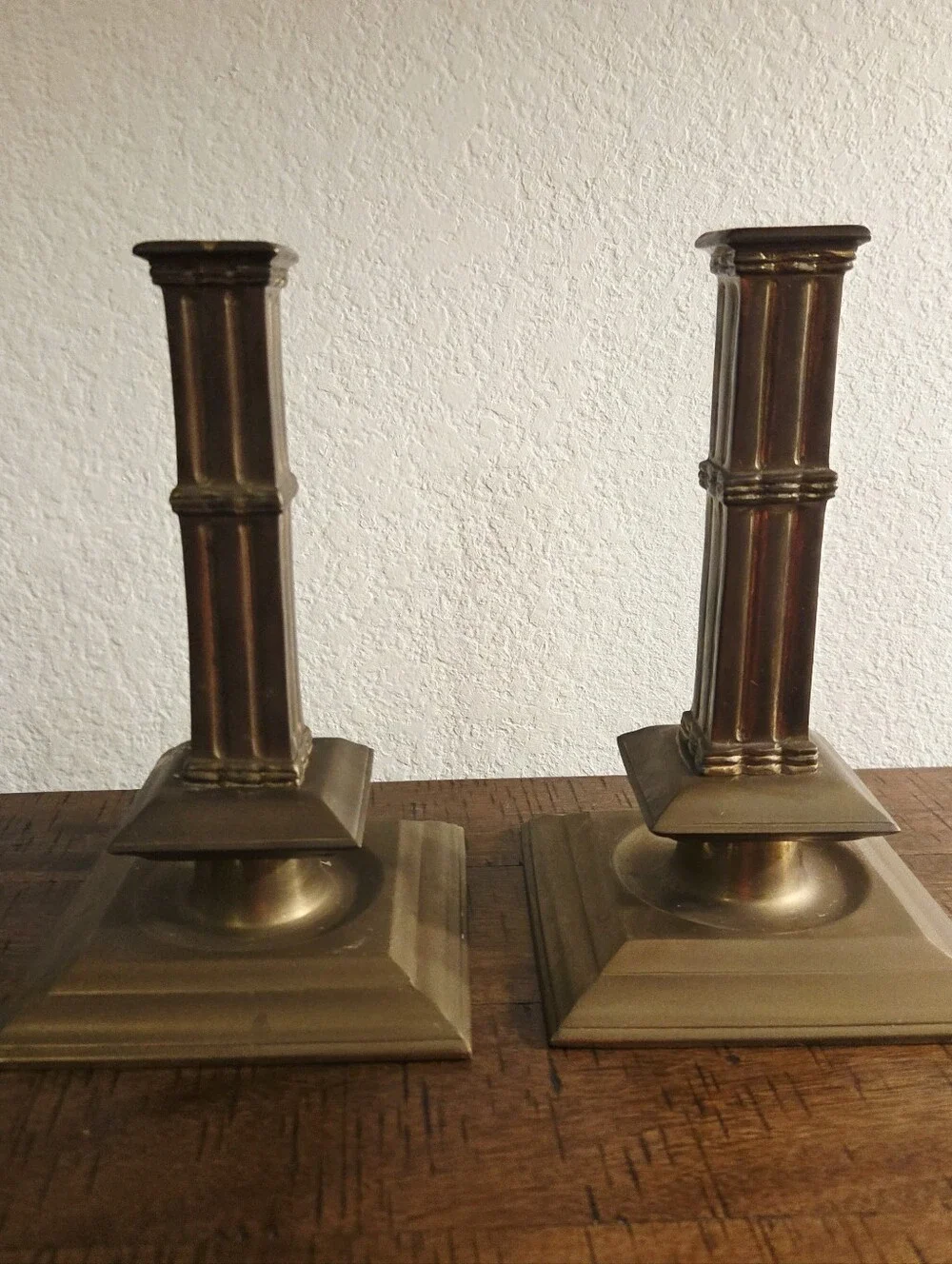 Vintage Pair MMA Metropolitan Museum Brass Art Deco Candlestick Patina